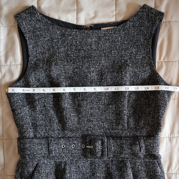 Gray Fitted Dress with Matching Belt - Picture 3 of 6